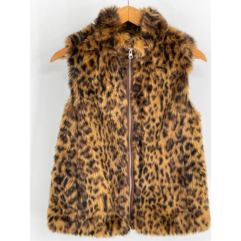 J Crew Vest Women's Size XS Cheetah Leopard Animal Faux Fur Print